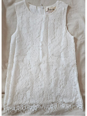 Doe A Dear Toddler Girls 5T Sleeveless White Lace Shift Dress